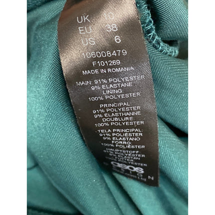 Asos Green Velvet Velour Sleeveless Cowl Neck Pencil Midi Sheath Dress Size 6