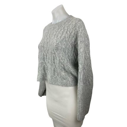 Topshop Womne's Gray Cable Knit Crew Neck Long Sleeve Sweatshirt Sweater Top 6