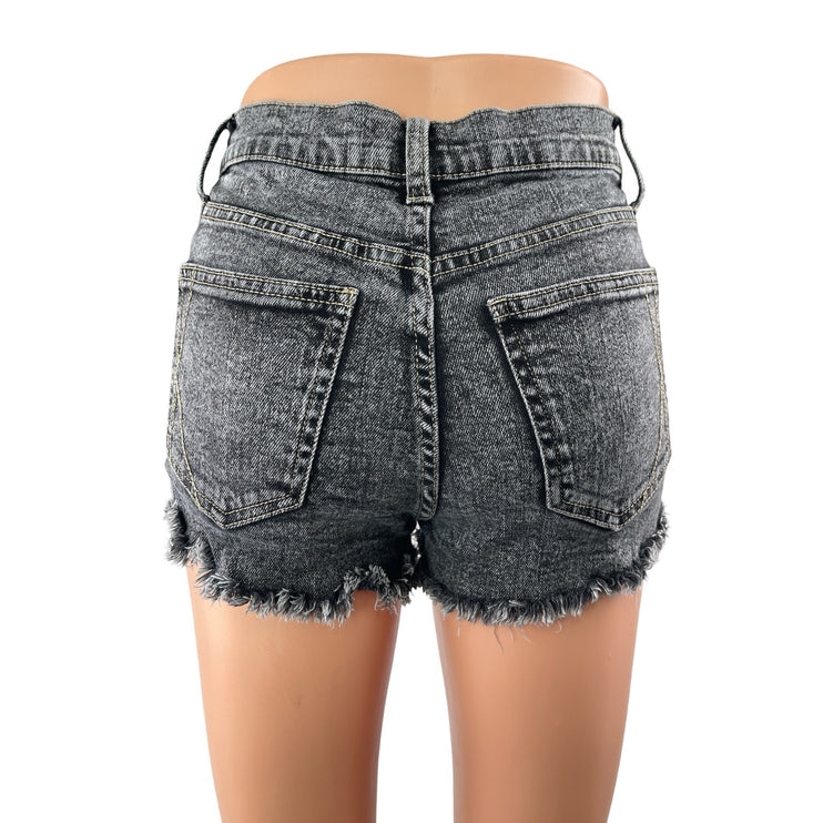 Kendall + Kylie The Drifted High Rise Black Washed Cut off Denim Jean Shorts 25