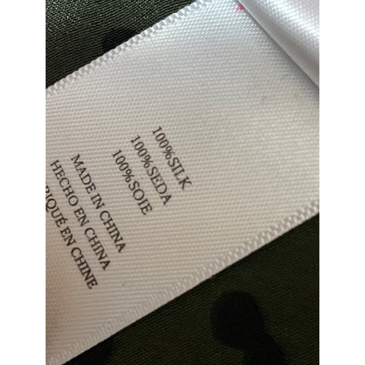 Rails Kate 100% Silk Green Cheetah Collared Long Sleeve Button Down Shirt Top S