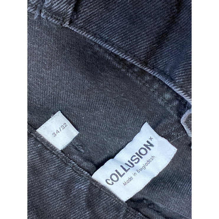 Collusion Women's Black Washed High Waisted Straight Leg Denim Jeans Size 34x32