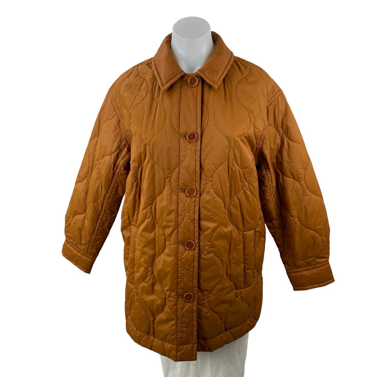 Madewell Airpuff Women's Brown Quilted Puffer Button Up Shacket Shirt Jacket XS