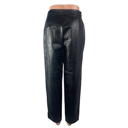 Nasty Gal Women's Faux Vegan Croc Leather High Waist Straight Trousers Pants 2