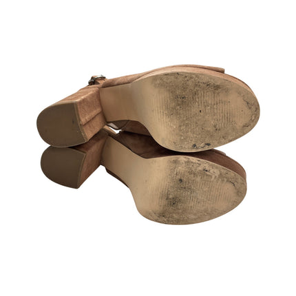 Steve Madden Carter Camel Tan Suede Leather Slingback Platform Sandals Size 10