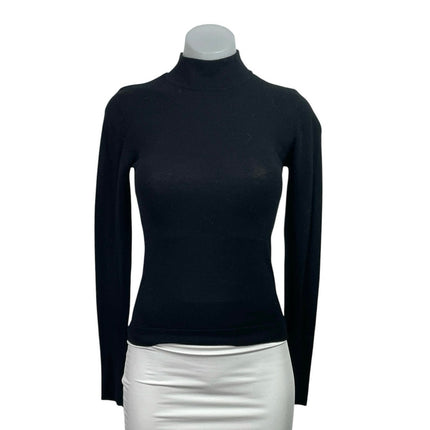 Zara Women's Black Knit Mock Neck Long Sleeve Fitted Stretch Sweater Top Size S