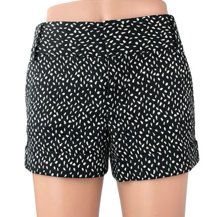 Alice + Olivia Black White Dotted Print Mid Rise Cuffed Stretch Casual Shorts 4