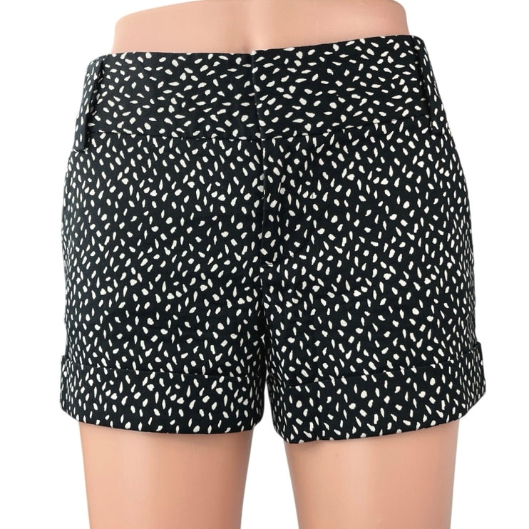 Alice + Olivia Black White Dotted Print Mid Rise Cuffed Stretch Casual Shorts 4