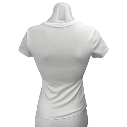 WeWoreWhat Women's White Short Sleeve Slim Fit Crew Neck T Shirt Tee Top Size M