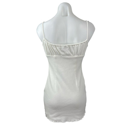 Princess Polly White Sleeveless Bustier Cami Lettuce Mini Bodycon Dress Size 6