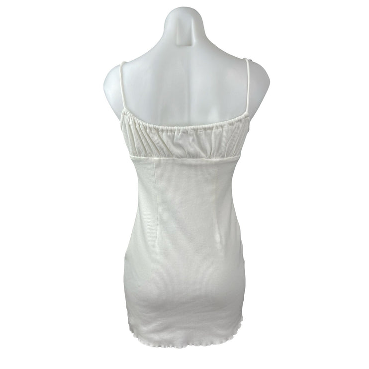 Princess Polly White Sleeveless Bustier Cami Lettuce Mini Bodycon Dress Size 6