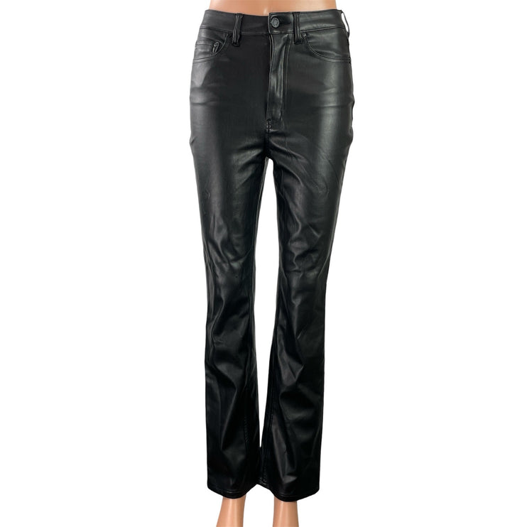 AFRM Heston Women's Black Faux Leather Vegan Straight Trousers Pants Size S