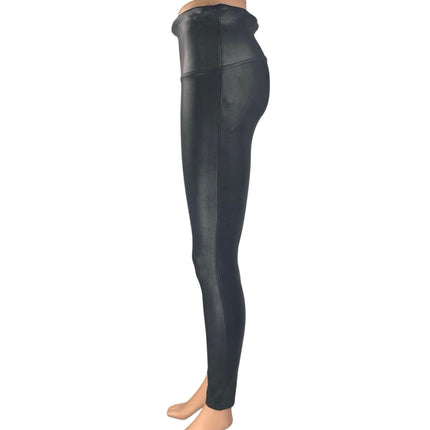 Spanx Women's Black Faux Vegan Leather High Waisted Skinny Leggings Pants Size L