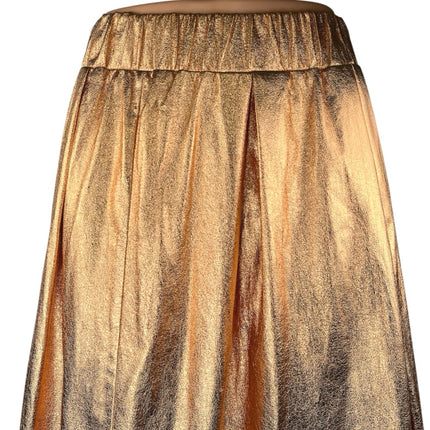 Anthropologie Moulinette Soeurs Gold Metallic High Waisted A Line Mini Skirt XS