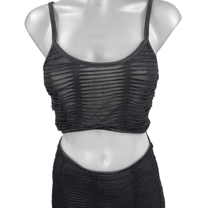PrettyLittleThing Black Ruched Sleeveless Cut Out Cami Camisole Maxi Dress Sz 12