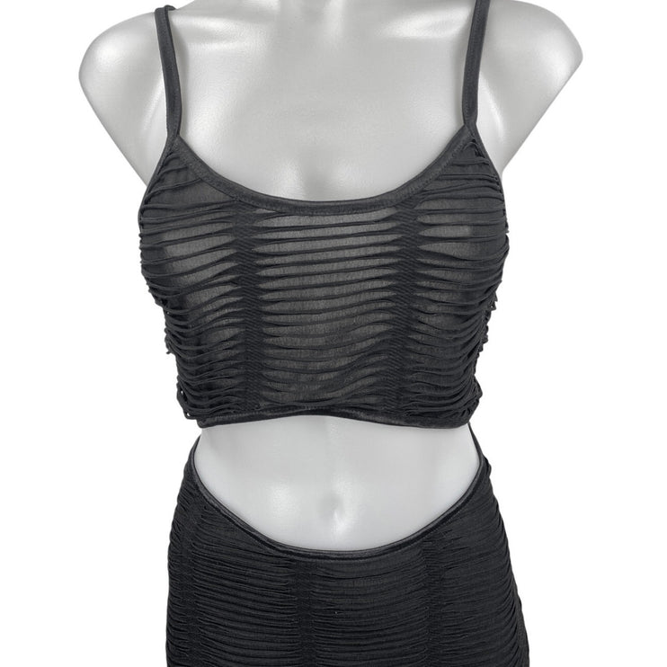PrettyLittleThing Black Ruched Sleeveless Cut Out Cami Camisole Maxi Dress Sz 12