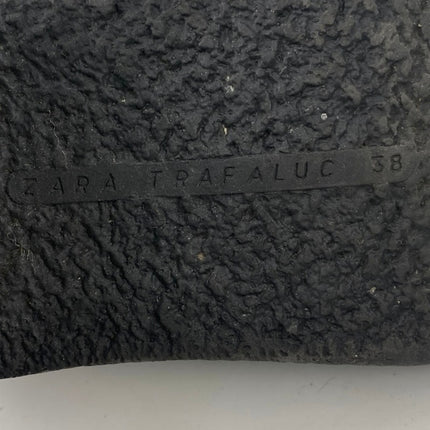 Zara Women's Black Leather Almond Toe Buckle Strap Ankle Boots Booties Size 8