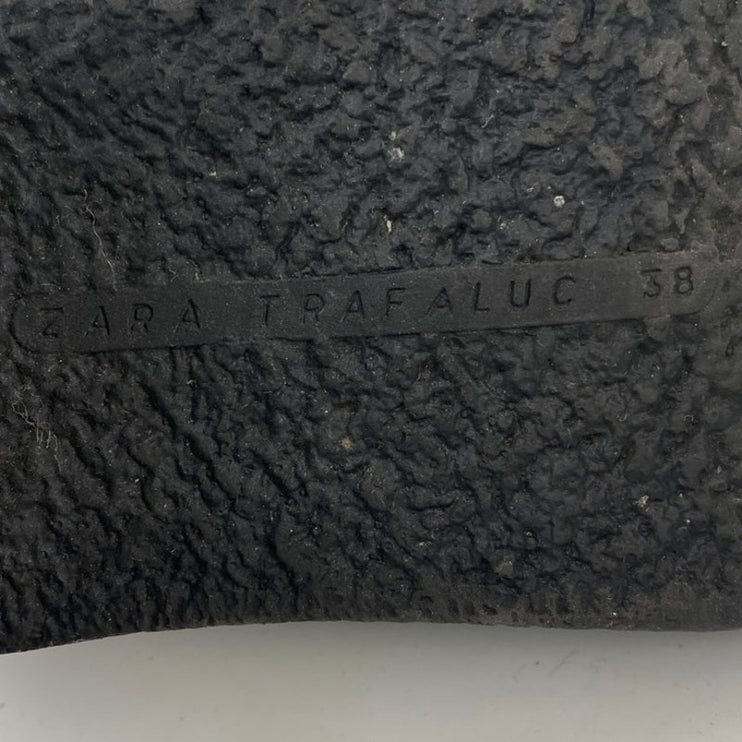 Zara Women's Black Leather Almond Toe Buckle Strap Ankle Boots Booties Size 8