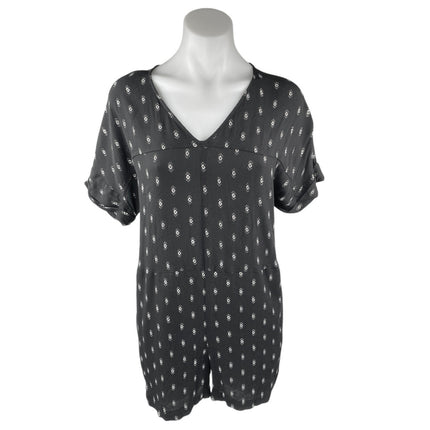 Madewell Women's Black White Geometric Short Sleeve V Neck Romper Shorts XS