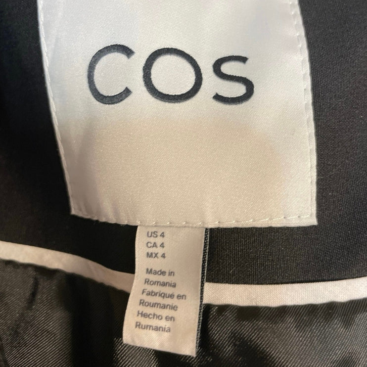 COS Women's Black Sleeveless V Neck Adjustable Work Button Down Vest Top Size 4