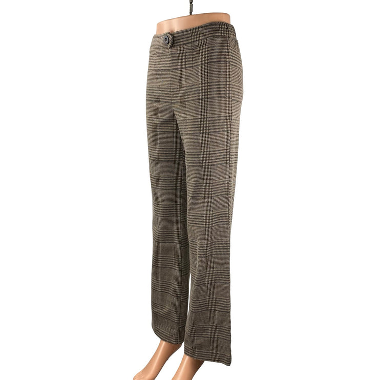 Active USA Women's Plaid Check High Rise Bootcut Flare Trousers Dress Pants Sz S