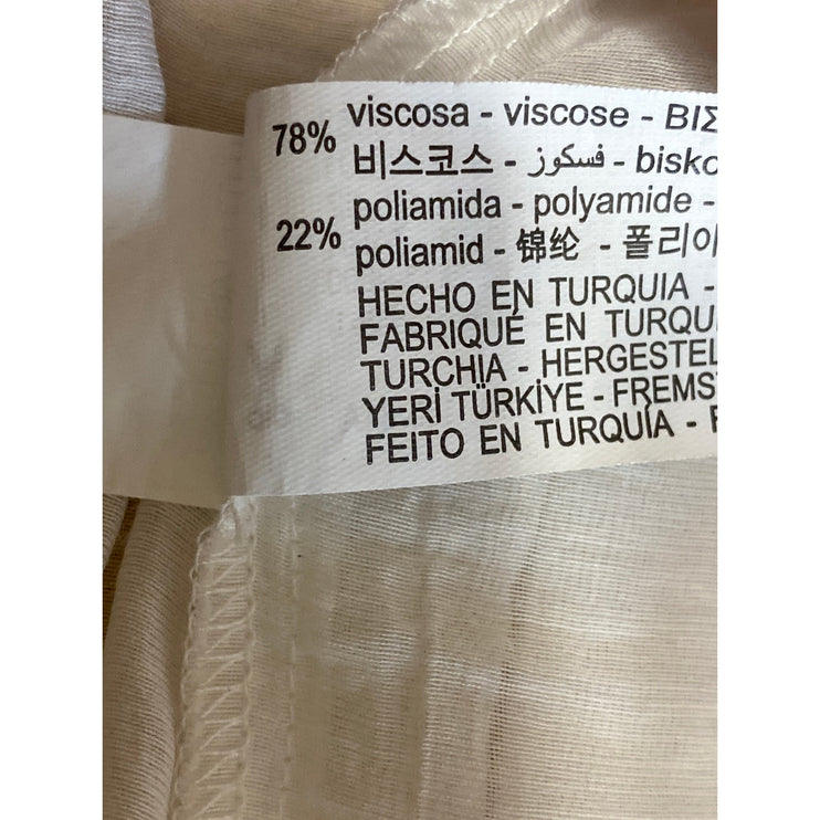 Zara Women's White Long Sleeve Ruffle Mock Neck Tiered Tie Blouse Top Size S