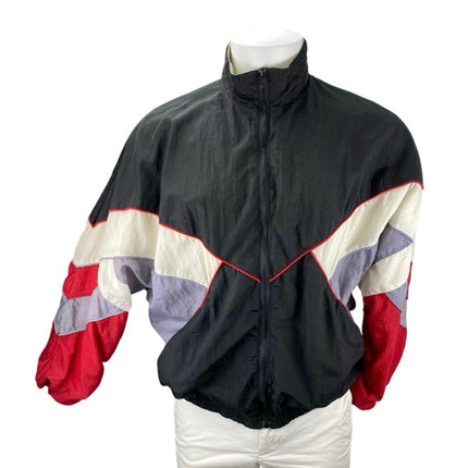 Solare Sporta Men's Black Multicolor Ful Zip Long Sleeve Windbreaker Jacket Sz M