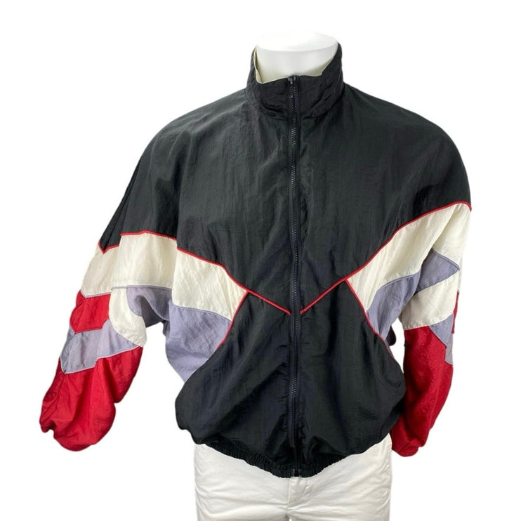 Solare Sporta Men's Black Multicolor Ful Zip Long Sleeve Windbreaker Jacket Sz M