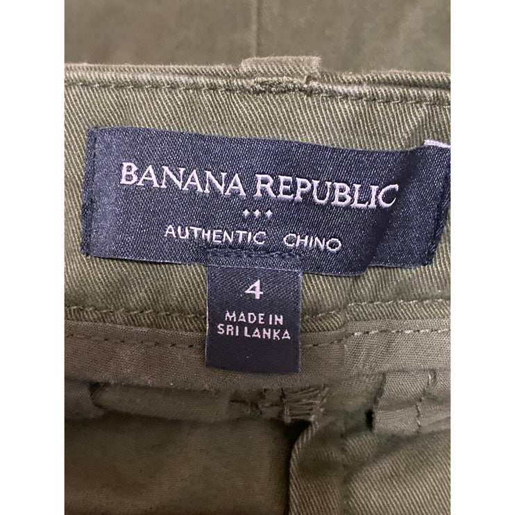 Banana Republic Authentic Chino Women's Green High Rise Casual Mini Shorts 4