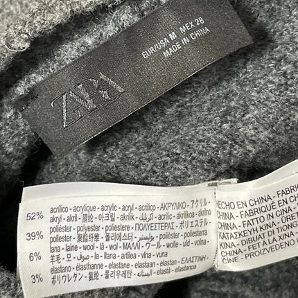 Zara Womens Dark Gray Crew Neck Cropped Long Sleeve Button Up Cardigan Sweater M