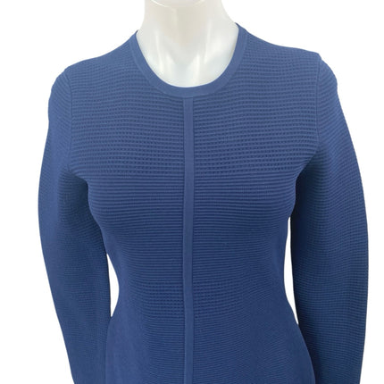 NEW Narciso Rodriguez Ottoman Blue Long Sleeve Knit Bodycon Sweater Dress US 6