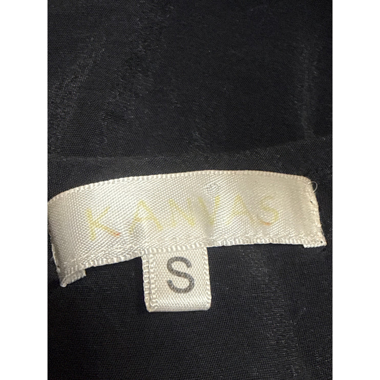 Kanvas Women's Black Floral Embroidery Sleeveless Mini Tank Flare A-Line Dress S