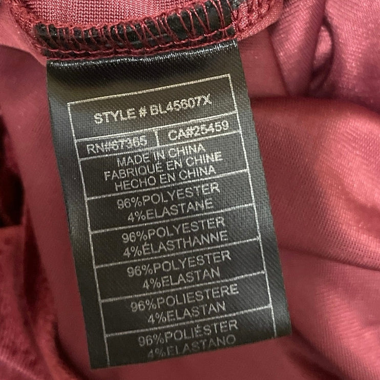 Steve Madden BB Dakota Red Velvet Velour Long Sleeve Ruched Blouse Top Size S