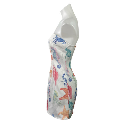 Cider Under The Sea Aquatic Strapless Tube Bandeau A Line Mini Dress Size XS