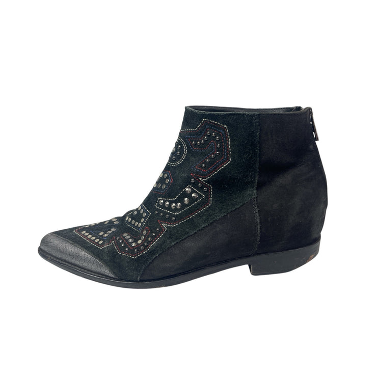 Zadig & Voltaire Modz Neo Clous Black Back Zip Pointed Toe Ankle Boots Size 9.5