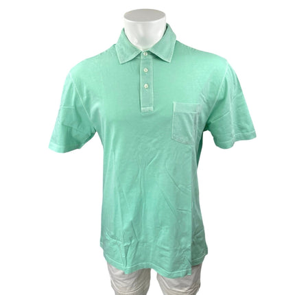 Men's Green Short Sleeve Pocket Collared Button Golf Polo Shirt Top Size L