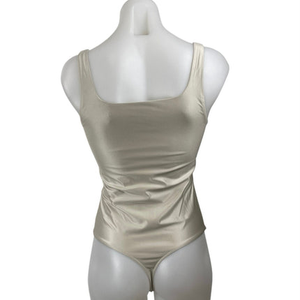 Aritzia Babaton Satinette Metallic Square Neck Sleeveless Tank Bodysuit Top Sz S