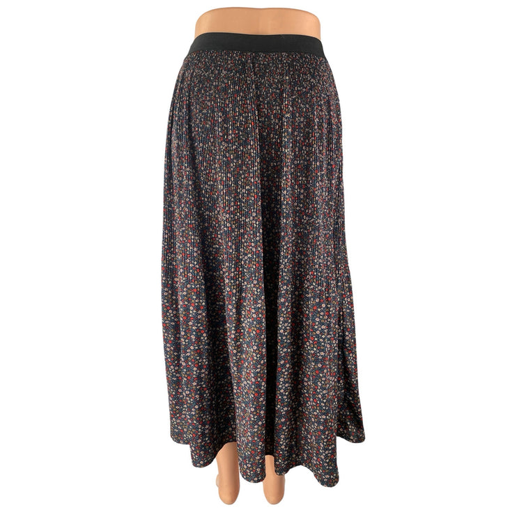 Adrianna Papell Multicolor Floral Ditsy Pleated Pull On A Line Midi Skirt Sz S