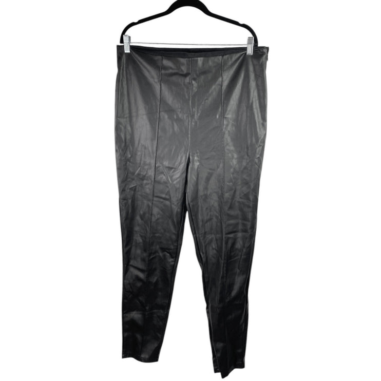 ASOS Design Black Faux Vegan Leather Skinny High Waist Trousers Pants Size 14