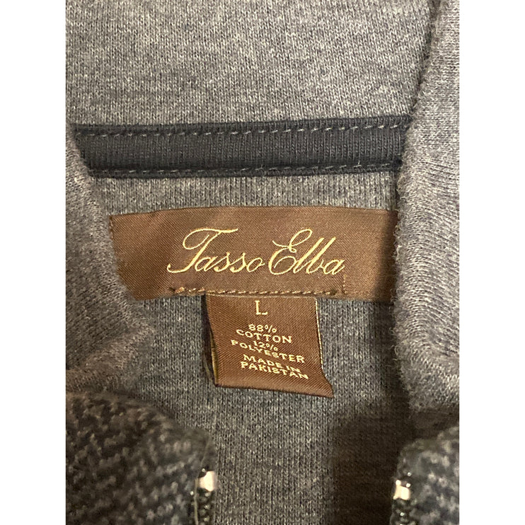 Tasso Elba Men's Black Sleeveless Full Zip Stand Collar Sweater Vest Jacket Sz L