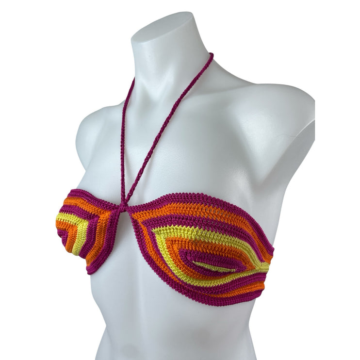 Solid & Striped Azalea Women's Multicolor Crochet Halter Top Bikini Swimwear XL