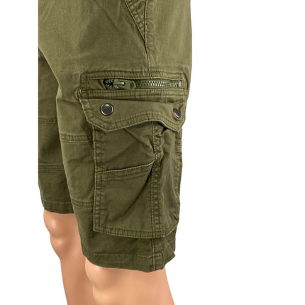 Denim Co Men's Green Mid Rise Utility Cargo Hiking Camp Bermuda Shorts Size 32