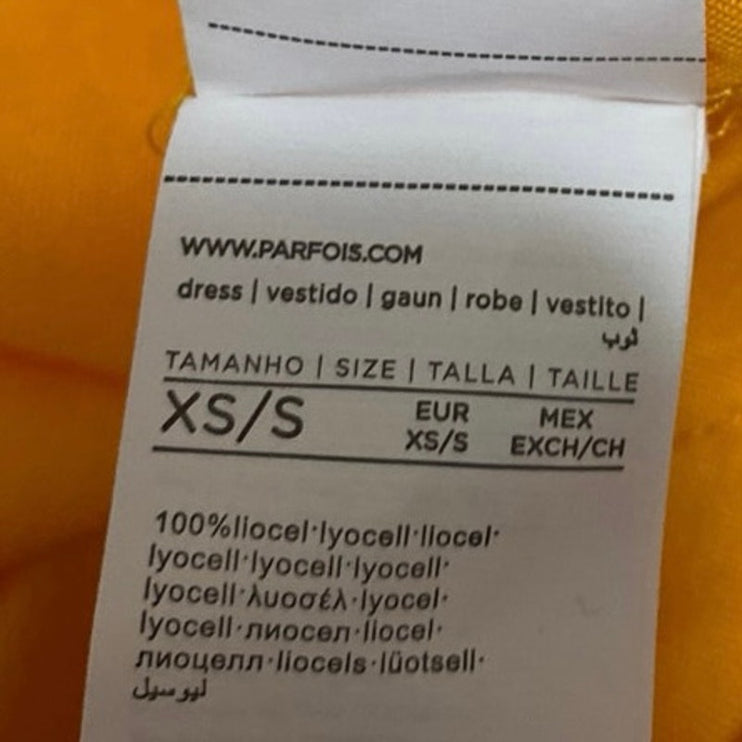 NEW Parfois Yellow Orange Short Sleeve Button Up Midi Shirt Dress Size XS/S