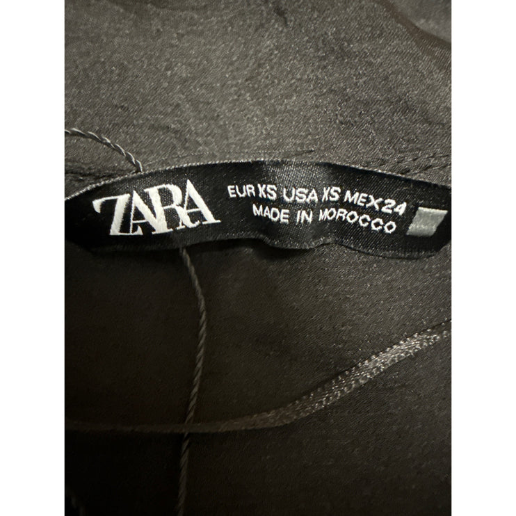 Zara Women's Black Bell Sleeves V Neck Twist Front Cropped Blouse Top Size XS