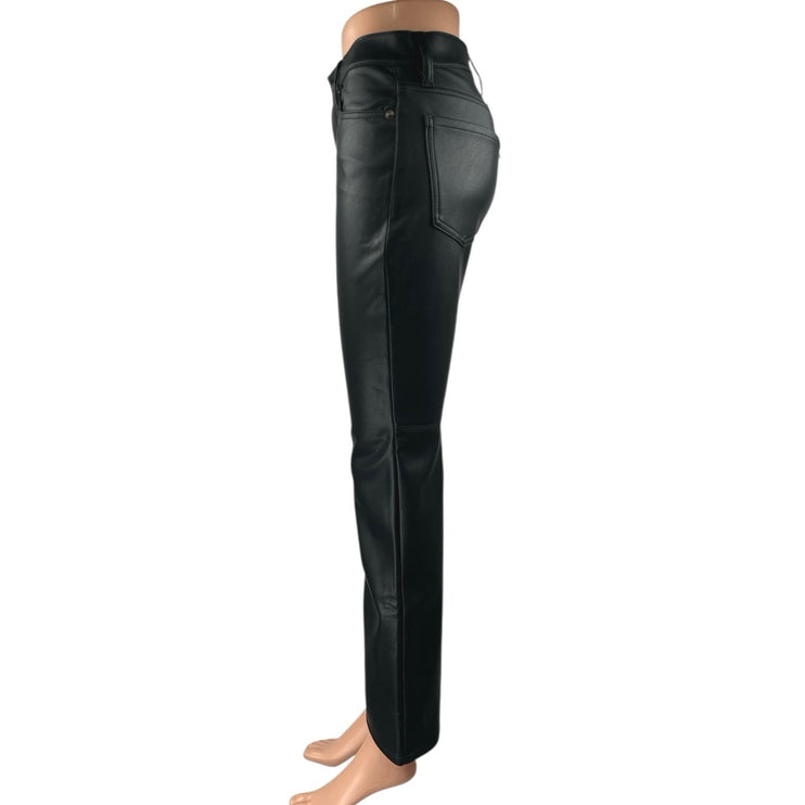 NEW Banana Republic Black Faux Vegan Leather Mid Rise Flared Bootcut Pants Sz 24
