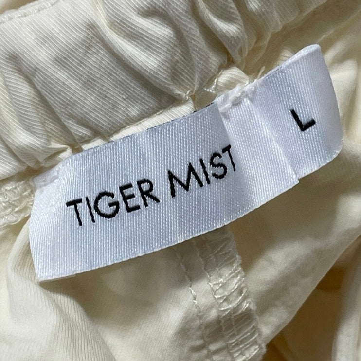 Tiger Mist Cream High Rise Baggy Wide Leg Parachute Cargo Trouser Pants Size L
