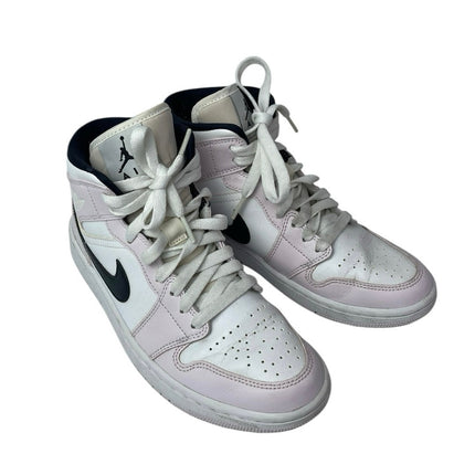 Nike Air Jordan 1 Mid Pink White Lace Up High Top Athletic Sneakers Shoes Size 7.5