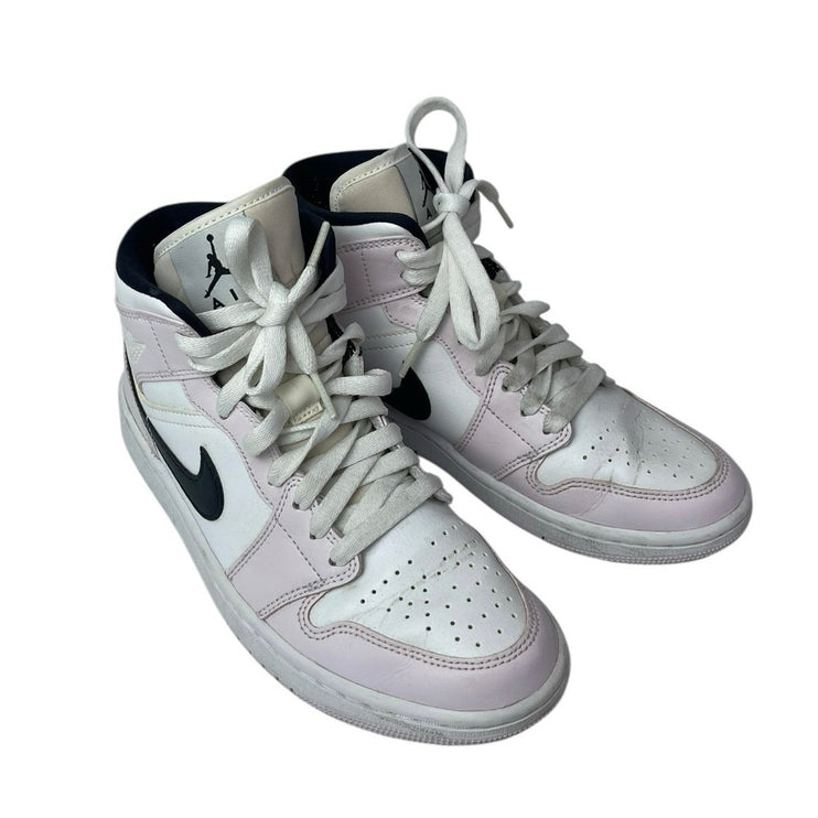 Nike Air Jordan 1 Mid Pink White Lace Up High Top Athletic Sneakers Shoes Size 7.5