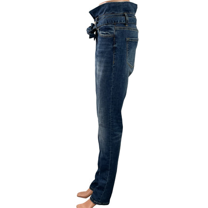 Kancan Women's Blue High Waisted Belt Dark Wash Skinny Denim Jeans Size 7/27