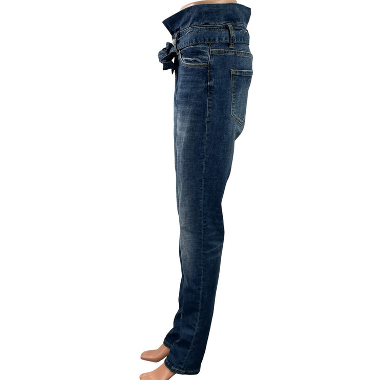 Kancan Women's Blue High Waisted Belt Dark Wash Skinny Denim Jeans Size 7/27
