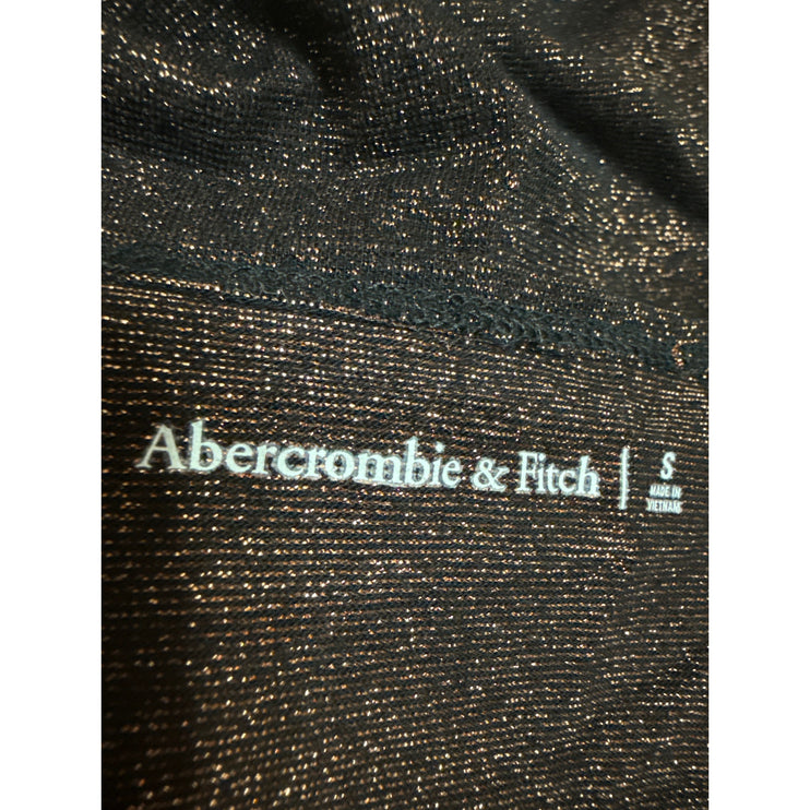 Abercrombie & Fitch Black Metallic Glitter Sparkly Long Sleeve Twist Crop Top S